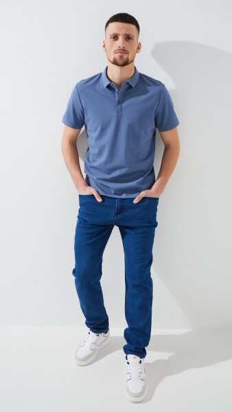 Купити Джинси Slim Fit однотонні чоловічі 902 33 Синій Артикул: 2000999453601 Фото №2
