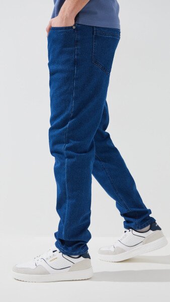 Купити Джинси Slim Fit однотонні чоловічі 902 33 Синій Артикул: 2000999453601 Фото №3