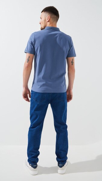 Купити Джинси Slim Fit однотонні чоловічі 902 33 Синій Артикул: 2000999453601 Фото №4