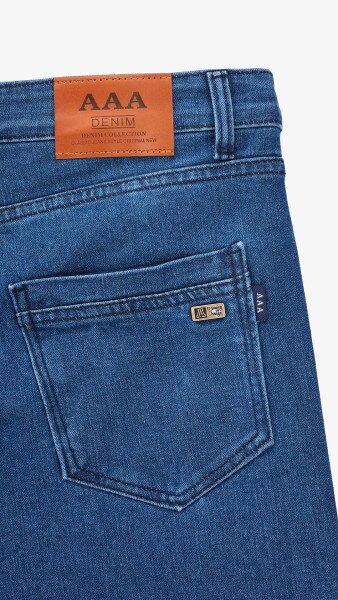 Купити Джинси Slim Fit однотонні чоловічі 903 29 Синій Артикул: 2000999453472 Фото №10