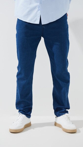 Купити Джинси Slim Fit однотонні чоловічі 903 29 Синій Артикул: 2000999453472 Фото №1