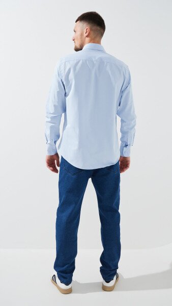 Купити Джинси Slim Fit однотонні чоловічі 903 29 Синій Артикул: 2000999453472 Фото №5