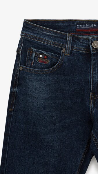 Купить Джинсы Slim Fit однотонные мужские RB0081DT 27 Темно-синий Артикул: 2000999259005 Фото №2