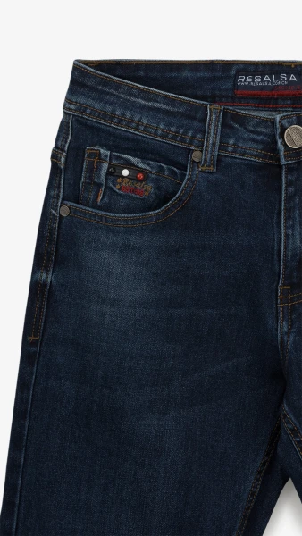 Джинси Slim Fit однотонні чоловічі RB0081DT 27 Темно-синій  Фото №1