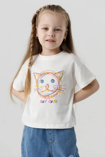 Футболка для дівчинки First Kids 0914 104 см Молочний  Фото №0