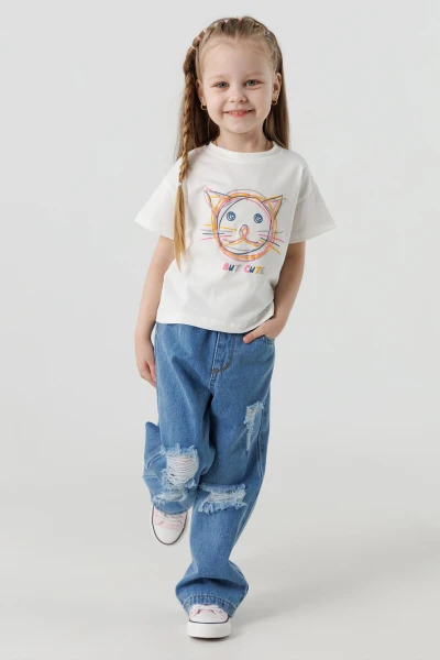 Футболка для дівчинки First Kids 0914 104 см Молочний  Фото №4