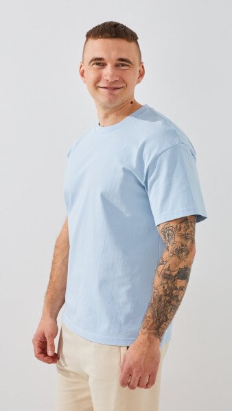 Купить Футболка однотонная мужская GENUA 24-0711 2XL Голубой Артикул: 2000999389863 Фото №2