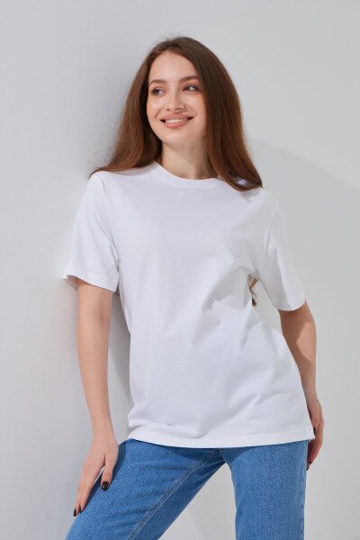 Купить Футболка однотонная женская W23-07 XL Белый Артикул: 2000990969156 Фото №3