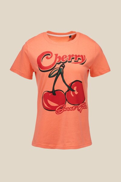 Купить Футболка с принтом женская Cherry LAWA P-WB02366 XS Персиковый Артикул: 2000990700520 Фото №6