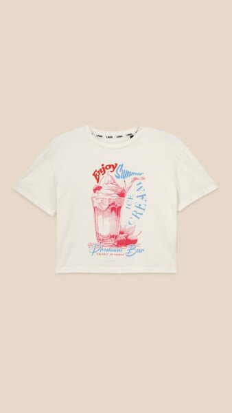 Купити Футболка з принтом Enjoy Summer жіноча  LAWA P-WB02401 L Молочний Артикул: 2000999215360 Фото №6
