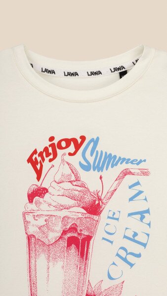 Купити Футболка з принтом Enjoy Summer жіноча  LAWA P-WB02401 L Молочний Артикул: 2000999215360 Фото №7