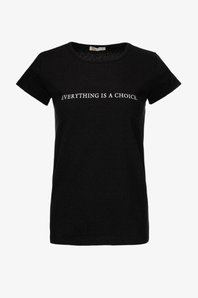 Купить Футболка с принтом женская Ponki 24406-8 M Черный Артикул: 2000990968418 Фото №1