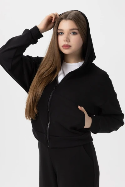 Кофта однотонна жіноча 2345-K L Чорний (2000990233646W)  Фото №3