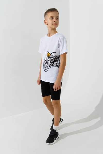 Костюм футболка+шорти для хлопчика Happy Kids 018 128 см Білий  Фото №1