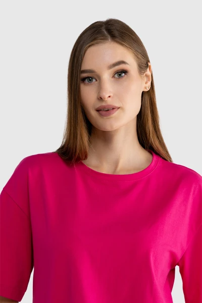 Костюм однотонний жіночий LAWA CTM WBC02312 футболка + шорти XS Малиновий  Фото №2