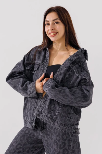 Куртка джинсова жіноча Zeo Basic 4408-K M Темно-сірий (2000990617972D)  Фото №2