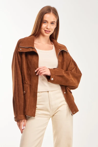 Купить Куртка однотонная женская GENUA G01116-0010 XL Коричневый Артикул: 2000999417078 Фото №1