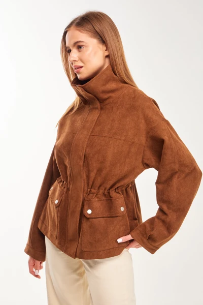 Купить Куртка однотонная женская GENUA G01116-0010 XL Коричневый Артикул: 2000999417078 Фото №3