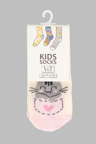 Шкарпетки для дівчинки VT Socks ШДК024-1750 Киця 8-10 Молочний (2000903556275A)  Фото №4