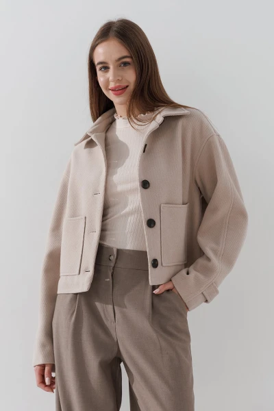 Пальто однотонне жіноче On me 5288 XL Молочний  Фото №3