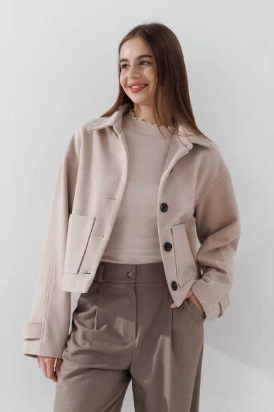 Пальто однотонне жіноче On me 5288 XL Молочний  Фото №0