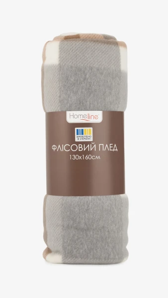 Плед флисовый с принтом Полар 181249 130х160 см Серо-бежевый  Фото №3