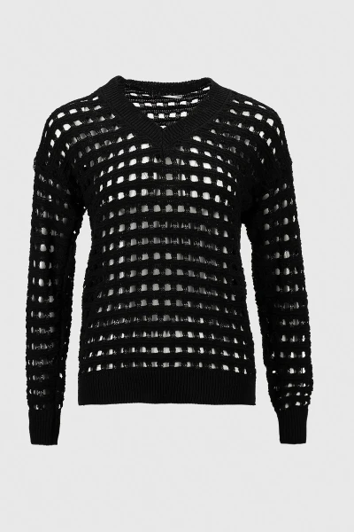 Пуловер однотонный женский Femme 1016 One Size Черный (2000989871149D)  Фото №6