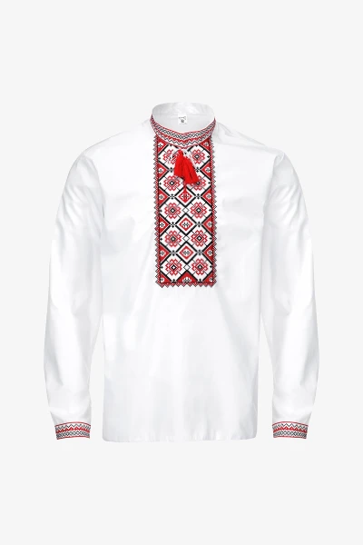 Сорочка вишиванка чоловіча  Француз S Біло-червоний  Фото №14