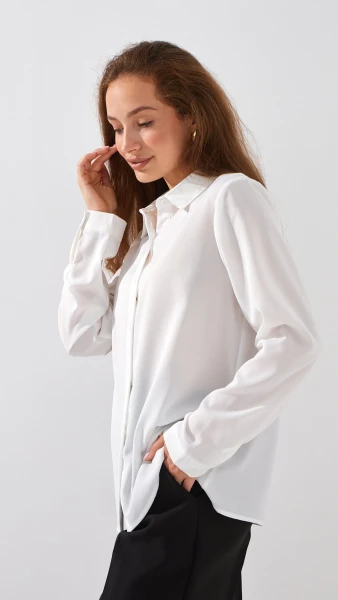 Рубашка однотонная женская On me D2777 2XL Молочный  Фото №2