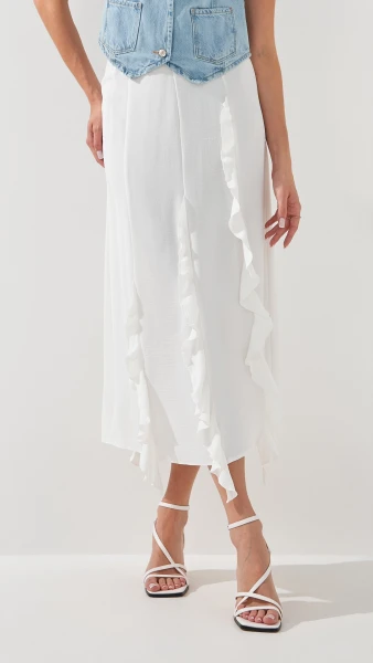 Купить Юбка однотонная женская On me 2525 S Белый Артикул: 2000999208225 Фото №3