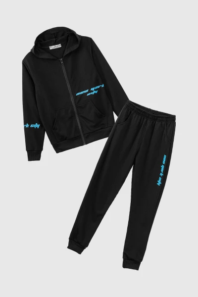 Спортивний костюм (кофта+штани) для хлопчика XHZ-0599 146 см Чорно-блакитний (2000990732996D)  Фото №6