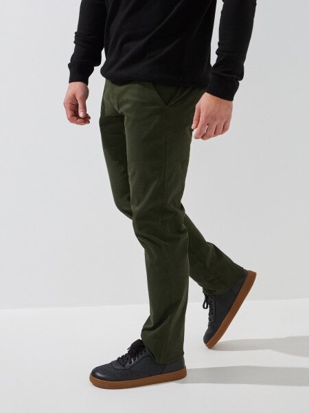Купить Брюки зауженные однотонные мужские 3167 30 Хаки Артикул: 2000999466236 Фото №3