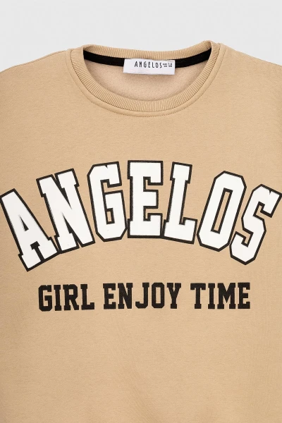 Свитшот с принтом для девочки ANGELOS LX-298 128 см Бежевый (2000990214645W)  Фото №3