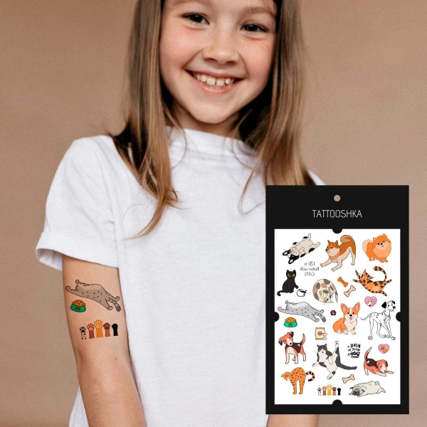 Тату набір Tattooshka &quot;Котики та песики&quot; LB-145 (4825800010204)  Фото №1
