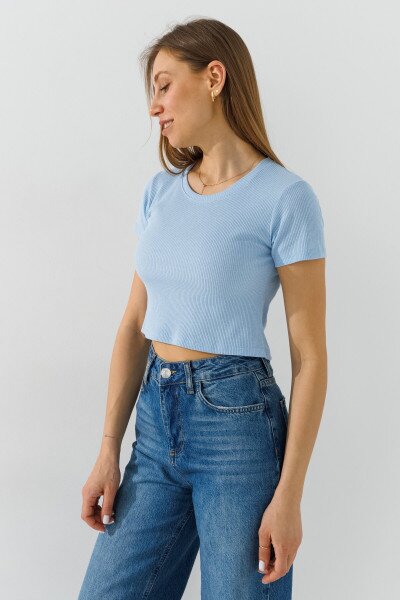 Купить Топ однотонный женский 80677 L/XL Голубой Артикул: 2000990998323 Фото №5