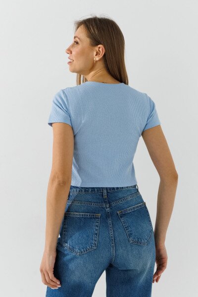 Купить Топ однотонный женский 80677 L/XL Голубой Артикул: 2000990998323 Фото №6