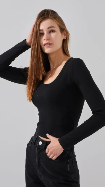 Купить Топ однотонный женский Bclothing 8854 L Черный Артикул: 2000999178672 Фото №4