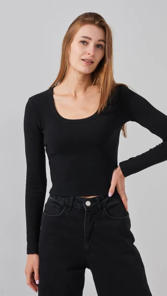 Купить Топ однотонный женский Bclothing 8854 L Черный Артикул: 2000999178672 Фото №1