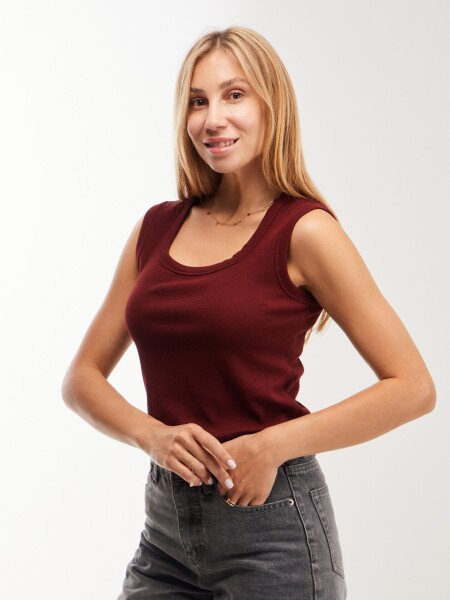 Купить Топ однотонный женский GENUA G01133-0028 S Бордовый Артикул: 2000999550256 Фото №1