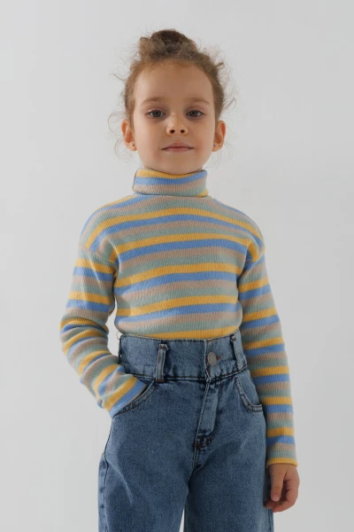 Водолазка с узором детская Happy Kids 4480 110 см Желто-голубой (2000990608383W)  Фото №0
