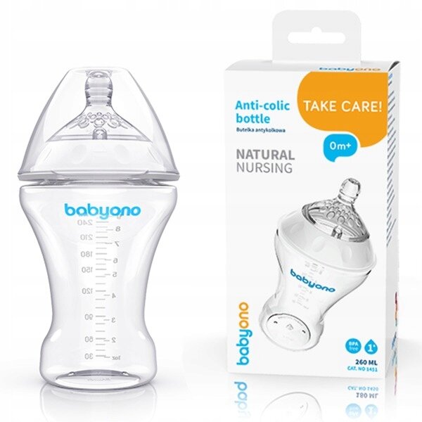 Бутылка антиколикова 260 мл Natural nursing BabyOno 1451 (2000903545323)