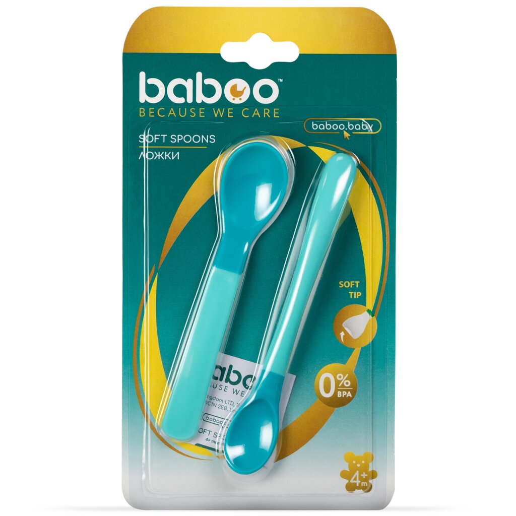 Мягкие ложки BABOO 10-034 от 4 месяцев Бирюзовые (5057778100345)  Фото №3
