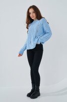 Джемпер однотонний жіночий Femme 1002 One Size Блакитний (2000989870654D)  Фото №0