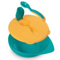 Мисочка BABOO 9-028 от 6 месяцев с крышкой и ложечкой Оранжевая (5057778090288)  Фото №0