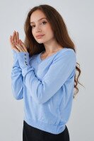 Пуловер однотонний жіночий Park karon 10284 One Size Блакитний (2000989250081D)  Фото №1