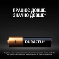 Батарейки DURACELL Basic 77164 AAA алкаліновi 1.5V LR03 4 шт на блістері  Фото №0