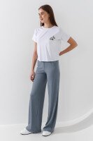 Купити Штани палаццо однотонні жіночі On me 646 42 Темно-сірий Артикул: 2000990448774 Фото мініатюра № 1