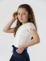 Блуза однотонная для девочки Perix 5010 116 см Молочный (2000990480040D)(SC)  Фото №1