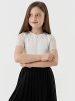Блуза однотонна для дівчинки Perix 5015 116 см Молочний (2000990480002D)(SC)  Фото №1