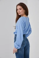 Блуза однотонна жіноча On me 901 XS Блакитний  Фото №2